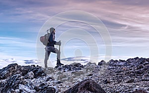 Mountaineer profile picture on top of mountain