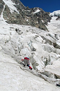 Mountaineer on snow and ice