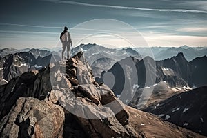 Mountaineer on top of the mountain