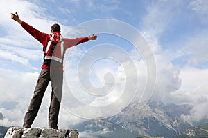 Mountaineer on top of a mountain