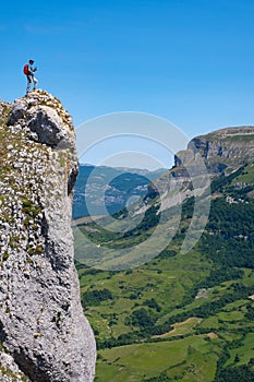 Mountaineer in the Urbasa-Andia Natural Park, Navarra, Spain photo