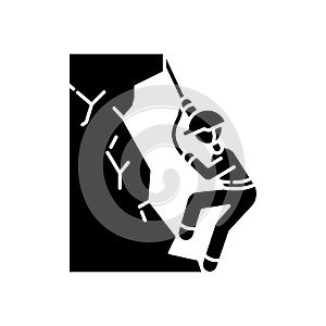 Mountaineering black glyph icon