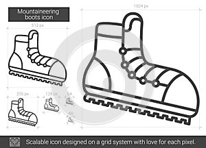 Mountaineering boots line icon.