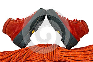 Mountaineering Boots and Rope