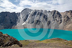 Mountaineering camp at Ala-Kul lake in Kyrgyzstan