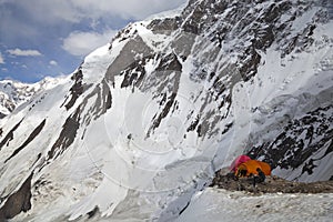 Mountaineering camp on Khan Tengri peak,Tian Shan photo