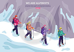 Mountaineering Isometric Winter Background