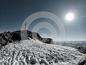 Mountaineering to the top of weisseespitze from kaunertal photo