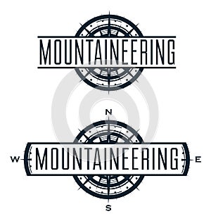 Mountaineering vector logo and labels set.