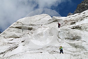 Mountaineers on snow and ice