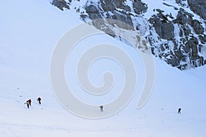 Mountaineers on snow mountain