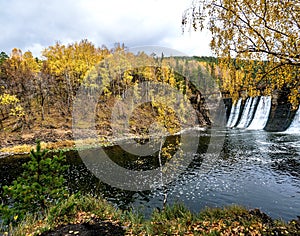 mountainous autumn river bank in the Urals