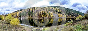 mountainous autumn river bank in the Urals