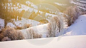 mountainous countryside landscape in winter