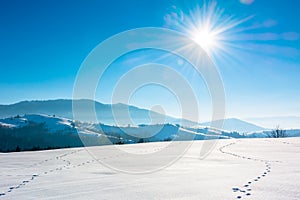 Mountainous countryside in wintertime