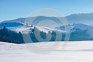 Mountainous countryside in wintertime