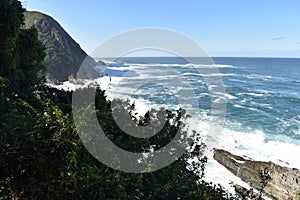 Mountainous Landscape with the beautiful beach at Tsitsikamma National Park in South Africa