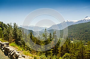 Mountainous landscape of British Colombia on a summer day