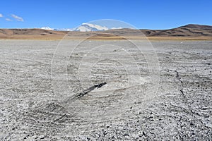 The mountainous landscape of the plateau of Bark near the Central point of the Mandala of Kailas at an altitude of over 4000 meter