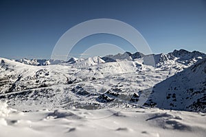 mountainous landscape, snow-capped mountains