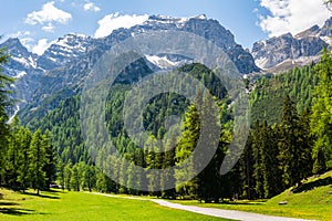 Mountainous landscape in Stubaital valley in Tirol, Austria