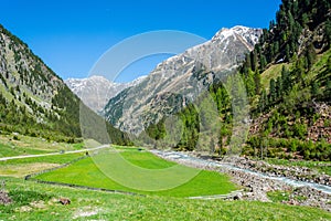 Mountainous landscape in Stubaital valley in Tyrol, Austria