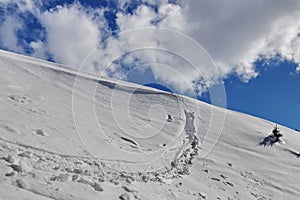 Winter mountain landscape. Snow at high altitude - Ciucas Mountains, landmark attraction in Romania