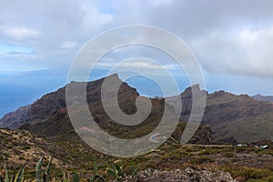 Mountainous landscape in Tenerife with green trees and unrivaled views on Islands Canaries