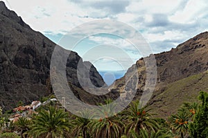 Mountainous landscape in Tenerife with green trees and unrivaled views on Islands Canaries