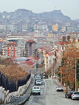 Mountainous rangy street with a full view on Ankara