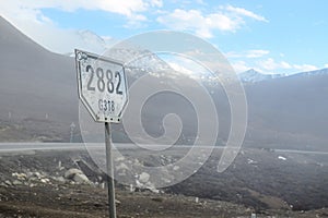 The mountainous road under construction in western Sichuan, China