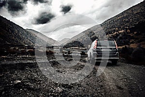 The mountainous road under construction in western Sichuan, China