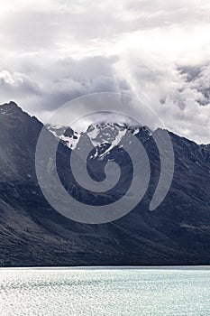 The mountainous terrain near Queenstown. Sound Island, New Zealand