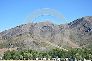 Mountainous view along State Highway 8 in Canterbury, South ISland, New Zealand