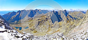 Mountain panorama. Mountain rocky landscape. Real photo of Tatra Mountains in Slovakia.