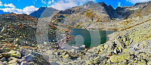 Mountain panorama. Mountain rocky landscape. Real photo of Tatra Mountains in Slovakia.