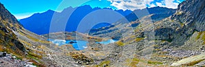 Mountain panorama. Mountain rocky landscape. Real photo of Tatra Mountains in Slovakia.