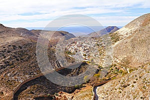 Mountains and Aerial view of Real de catorce in san luis potosi, mexico VII