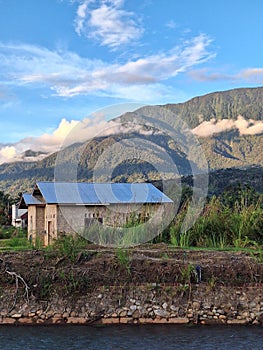 mountains in the afternoon, Bukit Barisan, Indonesia, bright clouds, dusk