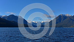 Mountains along the fiord of Doubtful Sound in Fiordland, New Zealand