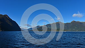 Mountains along the fiord of Doubtful Sound in Zealand