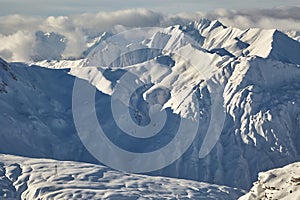 Mountains in the Alps, snowy winter landscape