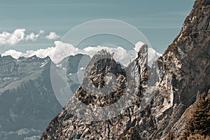 Mountains of alpstein in the summer season photo