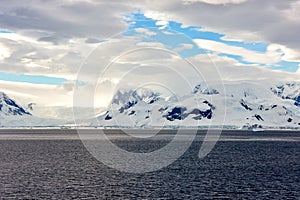 Mountains covered in snow on Antarctica
