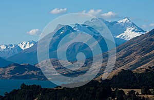 Mountains as seen from the road from Queenstown to Glenorchy in New Zealand