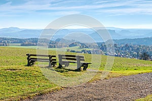 Mountains in autumn, view to the Saxon Switzerland