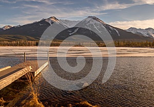 Mountains in the back ground. Vermillion Lakes, Banff National Park, Alberta, Canada