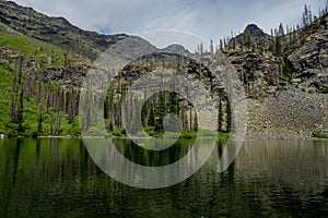 Mountains Behind Snyder Lake in Glacier