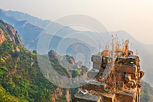 The mountains and black brick sunrise landscape