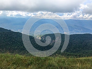 Mountains with blue clound and fog at Chaing mai, Thailand